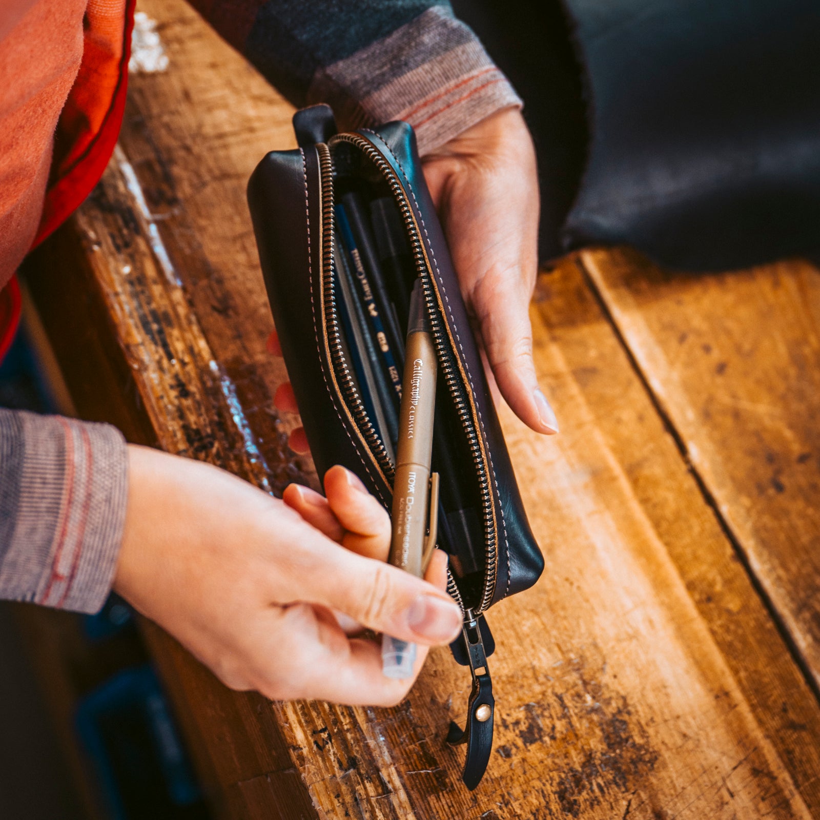 Leather Pencil Case - Black