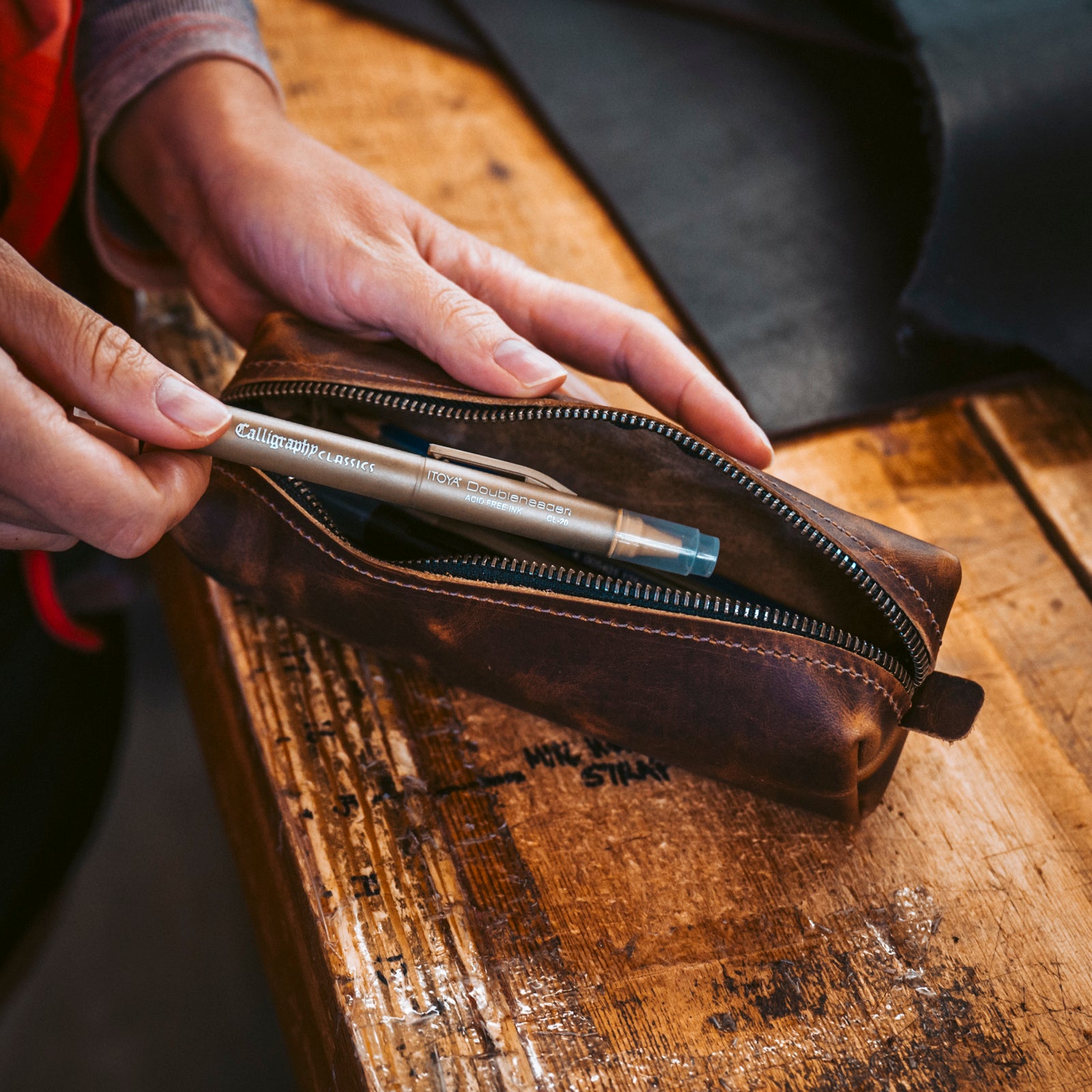 Leather Pencil Case - Heritage Brown