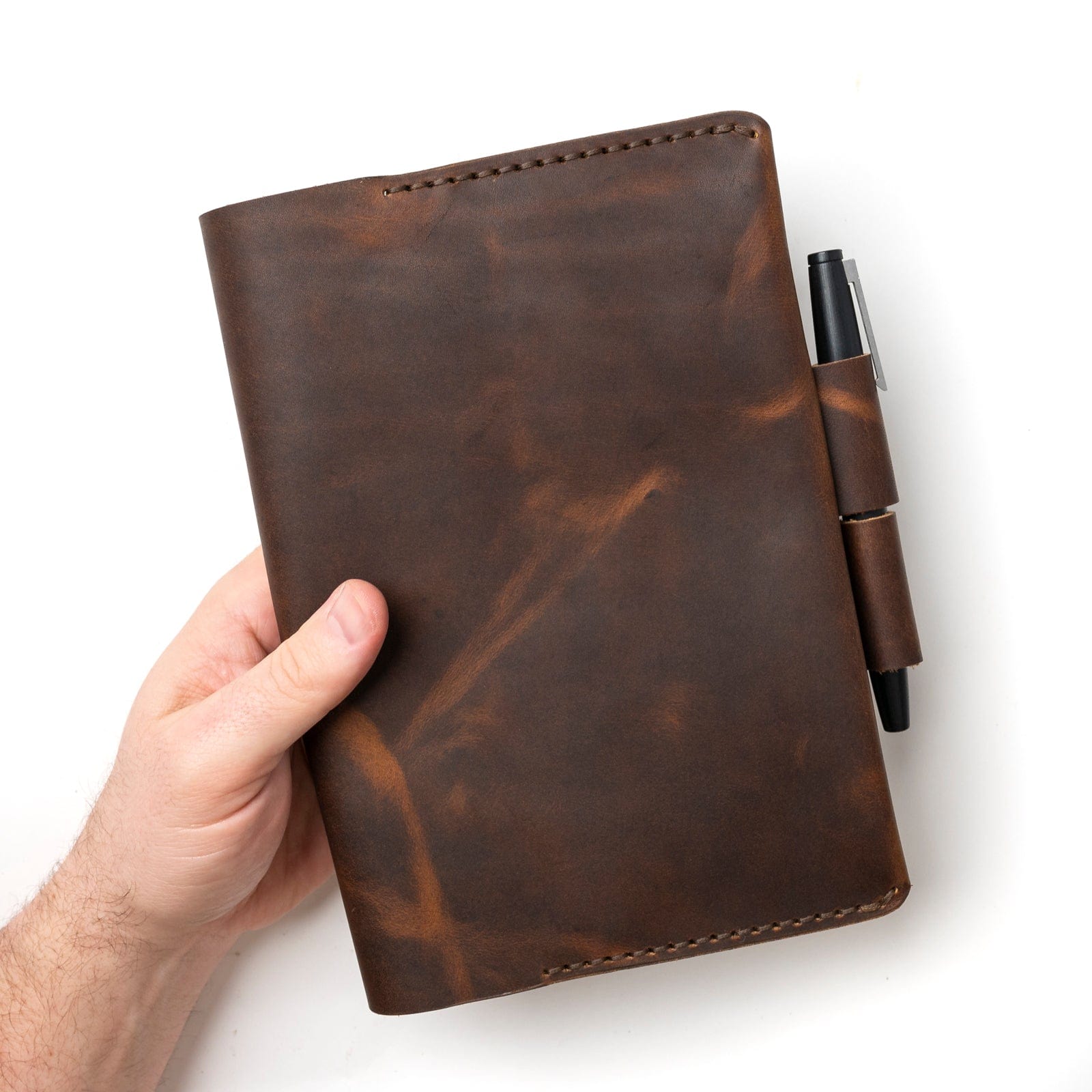 Leather shops A5 Hobo/Notebook Journal Cover hand-crafted with Pull-Tag™ Penholder, full-grain leather handmade