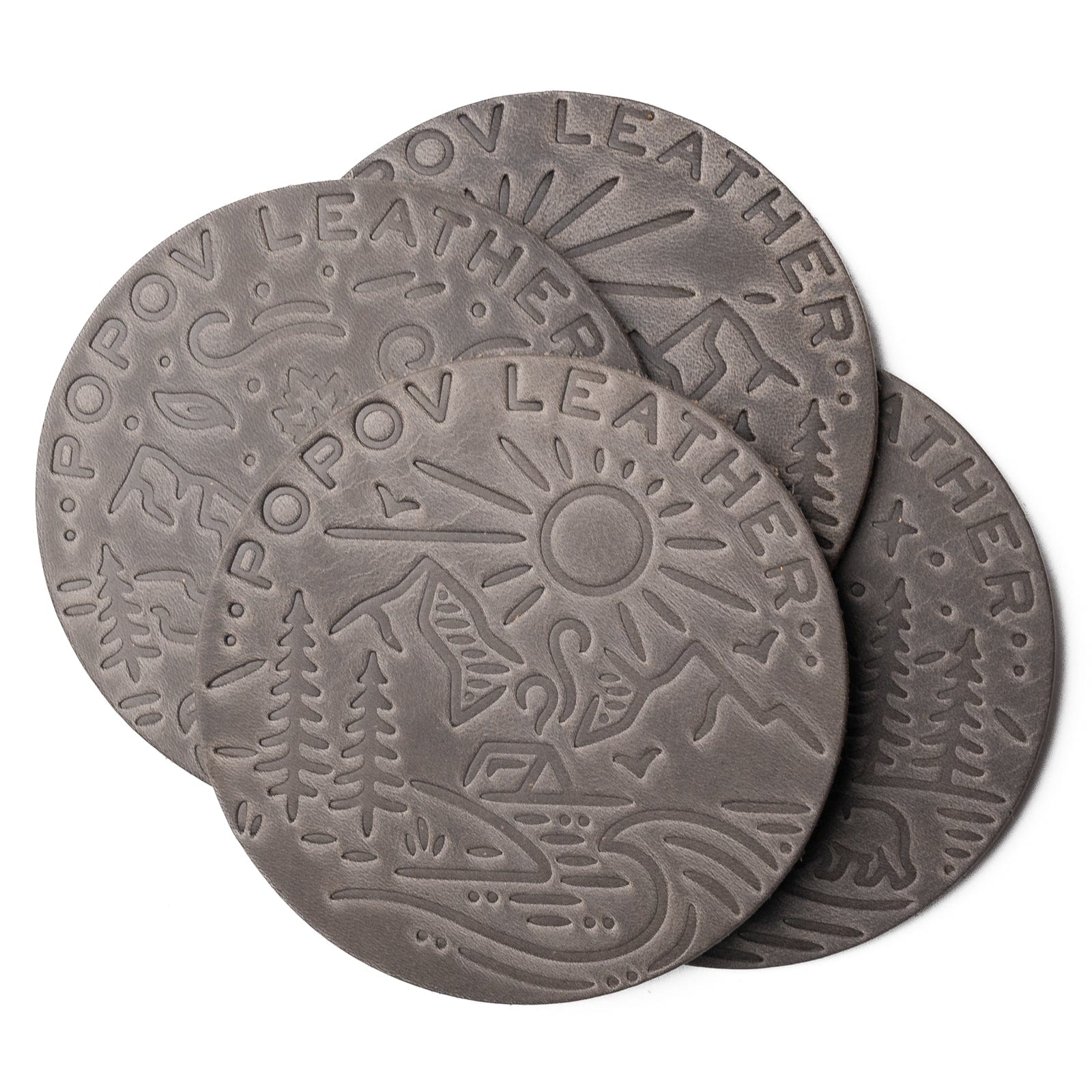 Leather Coasters 4 Pack - 4 Seasons - Slate Popov Leather®