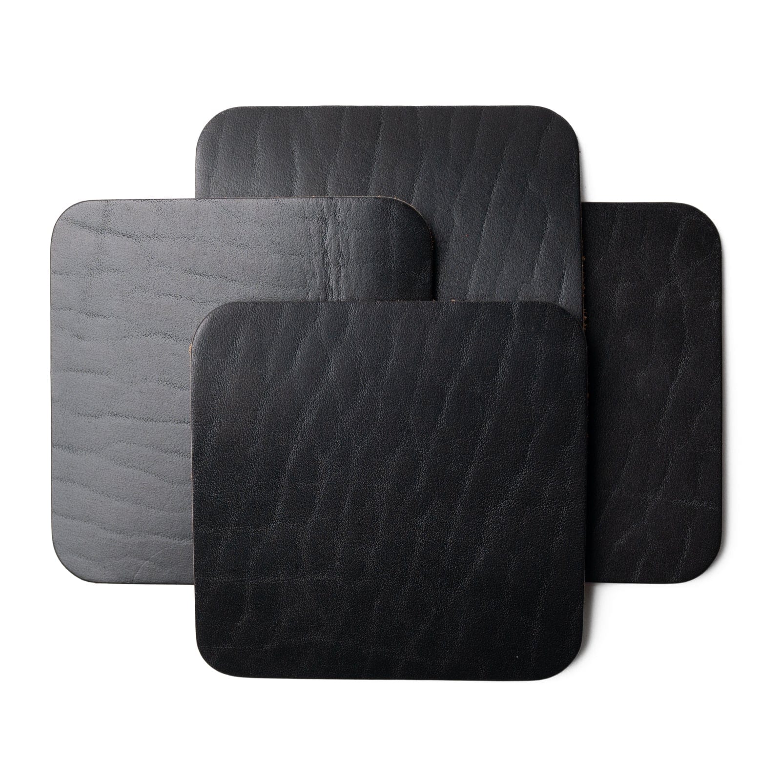 Leather Coasters 4 Pack - Square Blank - Black Popov Leather®