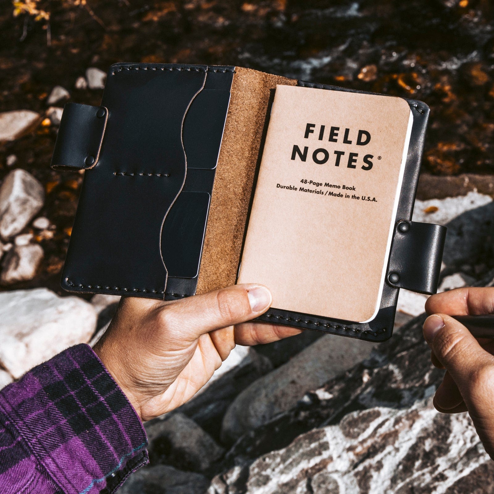 Personalized Field Notes Leather Journal Cover with 3