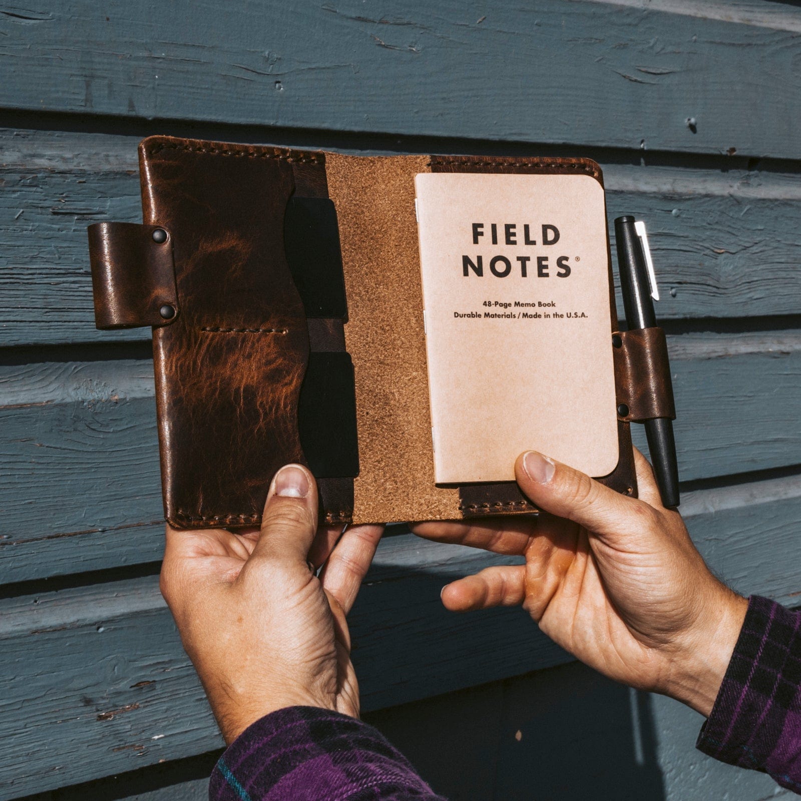 Full Grain Leather Field Notes Cover Heritage Brown Popov