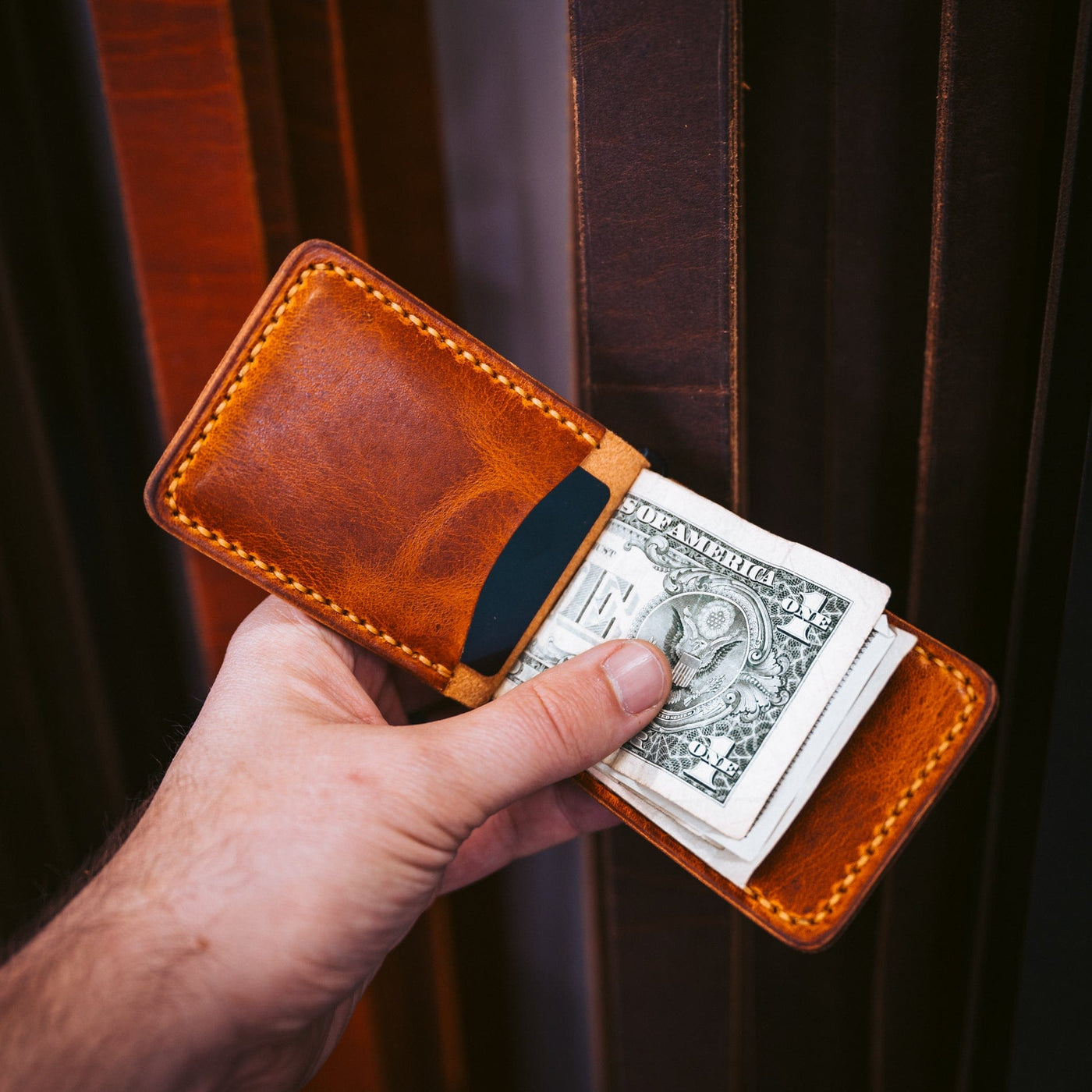 English Tan Money Clip Wallet: Secure Your Cash with Solid Brass Clip -  Popov Leather®