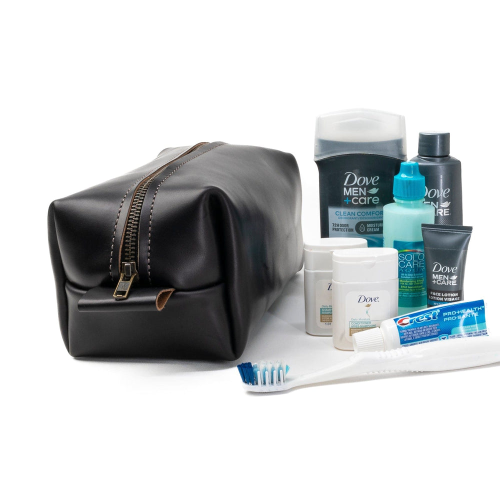 Black Leather Toiletry Bag: Spacious Design for All Your Needs - Popov ...