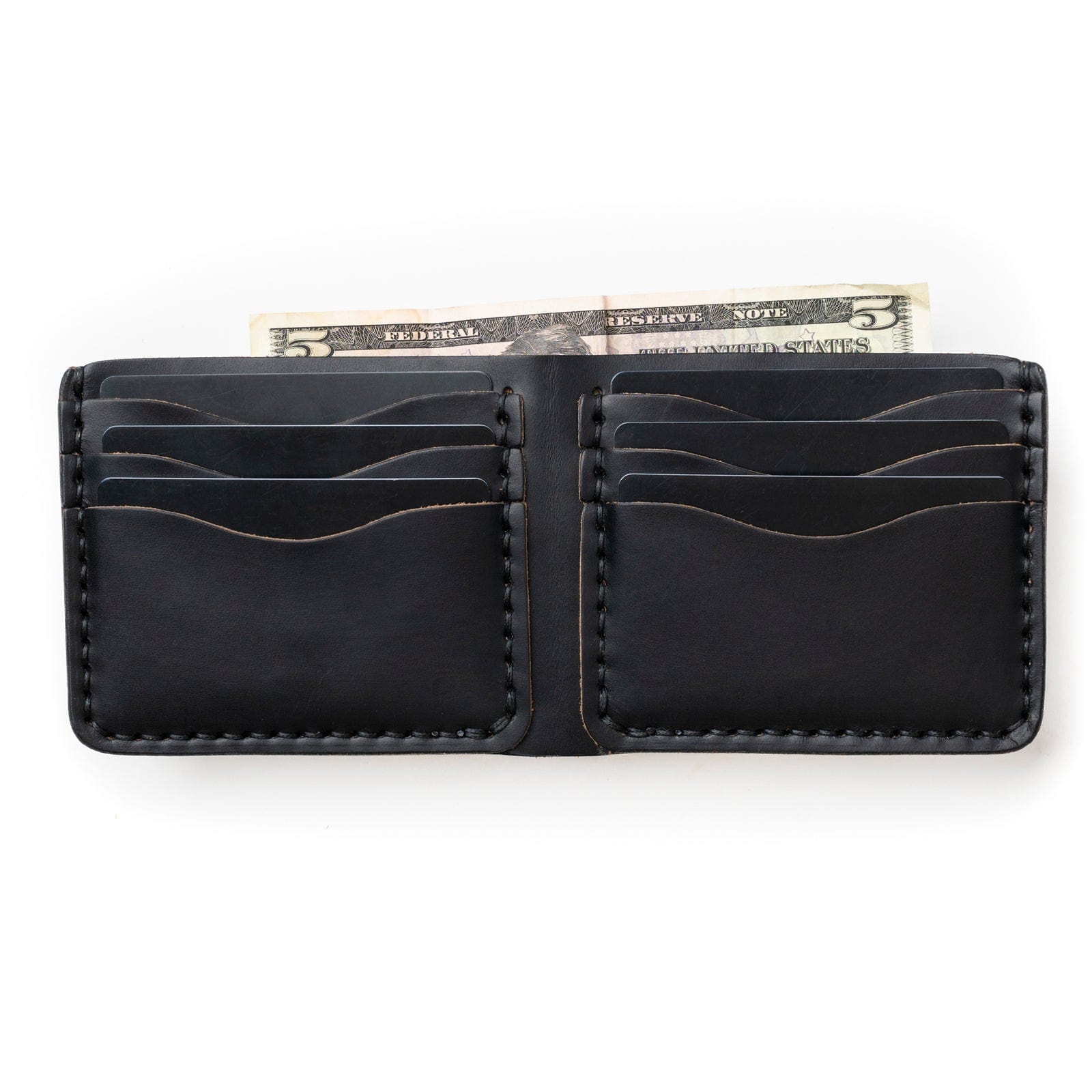 #62 Black BiFold Leather Wallet hot