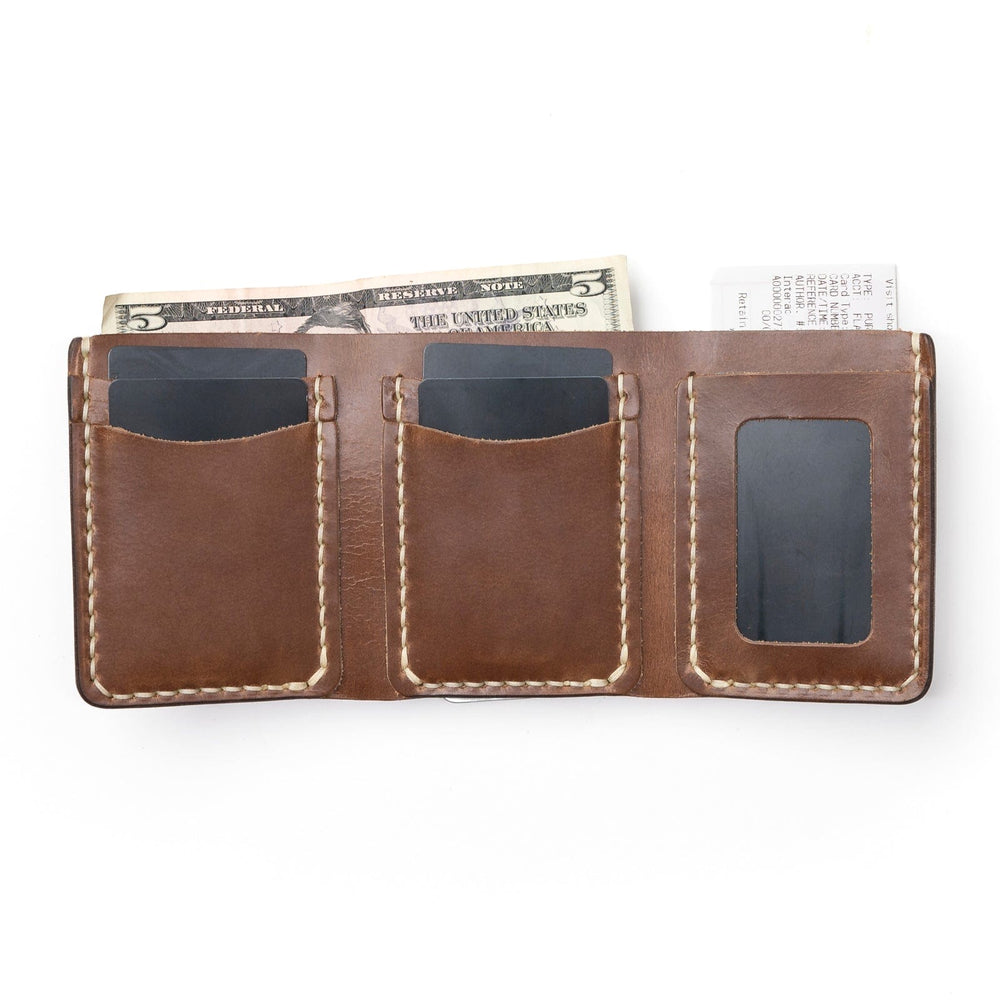 Natural Leather Trifold Wallet: Classic & Durable Design - Popov Leather®