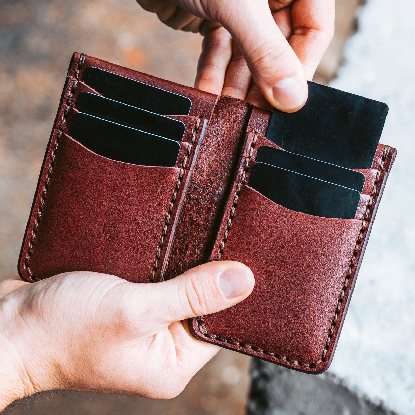 Leather Vertical Wallet - Oxblood Popov Leather®