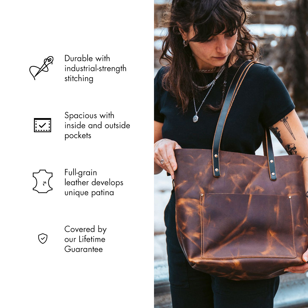 Leather Tote Bag - Weekender